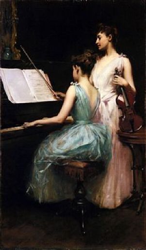 The Sonata. 1889. By Irving Ramsay Wiles. Google Art Project, Playing The Piano, William Adolphe Bouguereau, Edouard Manet, John Singer Sargent, City Poster, Henri Rousseau, American Painting, Musical Art