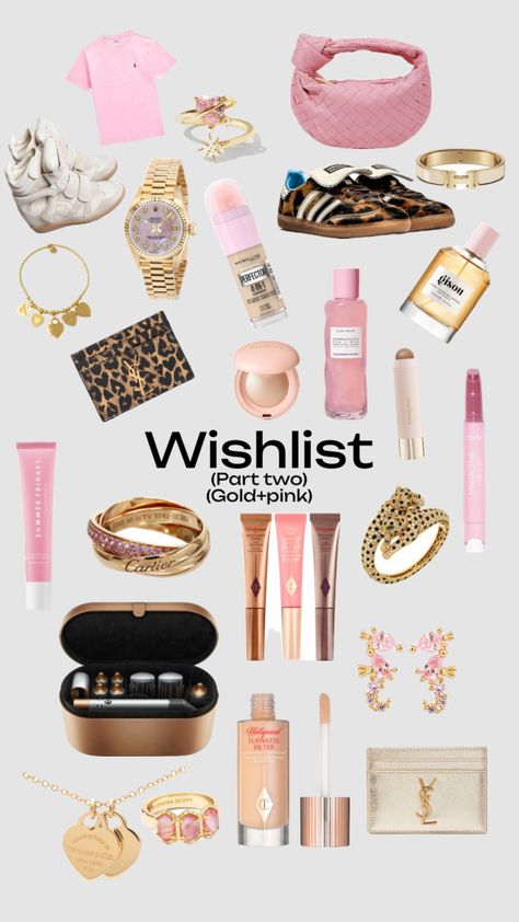 #inspo#wishlist#goldandpink 16 Bday Wishlist, Cool Girl Wishlist Ideas, Cute Things For Christmas Gifts, Christmas Clothing Wishlist, Expensive Wishlist Ideas, Clothes Christmas Wishlist, Things To Get At 5 Below, Black Friday Wishlist, Christmas 24 Wishlist