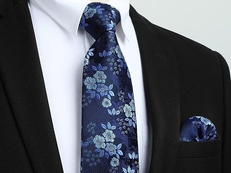 Amazon.com: Enlision Ties for Men Blue Tie and Pocket Square Navy Blue Floral Ties Handkerchief Cufflinks Set Flower Classic Silk Mens Necktie for Wedding Party : Clothing, Shoes & Jewelry Floral Ties, Pocket Square Wedding, Ties For Men, Paisley Tie, Cufflink Set, Mens Neck Ties, Blue Tie, Blue Ties, Tie And Pocket Square