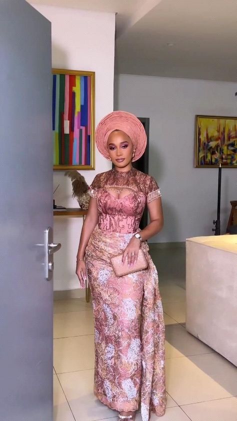 Everything on point for the next party Pink Asoebi, Nigerian Traditional Dresses, Lace Styles For Wedding, Aso Ebi Lace Styles, Nigerian Outfits, Nigerian Lace Styles Dress, Nigerian Lace Styles, African Lace Styles, Nigerian Fashion