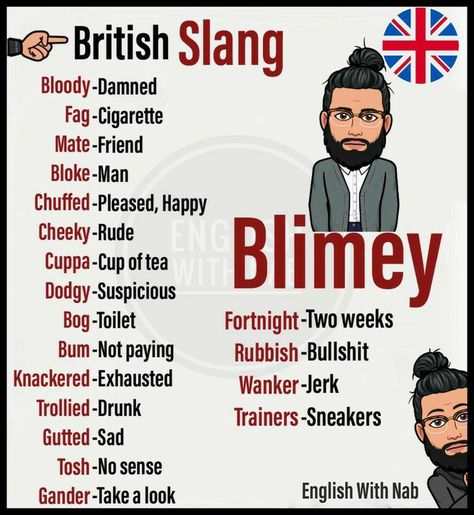 British Phrases, British Slang Words, British Names, Slang English, American Words, British Slang, English Phrases Idioms, Slang Words, English Vocab