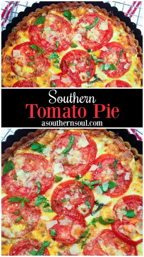 Southern Tomato Pie, Tomato Pie Recipe, Tomato Dishes, Tomato Pie, Summer Recipe, Tomato And Cheese, Flaky Crust, Savory Pie, Ripe Tomatoes