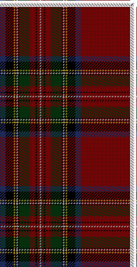 Weaving Draft Stewart Royal (R72, B8, BK12, Y2, BK2, W2, BK2, G16, R8, BK2, R4, W2), Scottish and Other Tartans Collection, Scotland, Varying Dates, 1800-2005?, #13831 Scottish Pattern, Weaving Patterns Design, Plaid Crochet, Weaving Loom Projects, Weaving Drafts, Jungle Pattern, Dobby Weave, Weaving Rug, Tartan Design