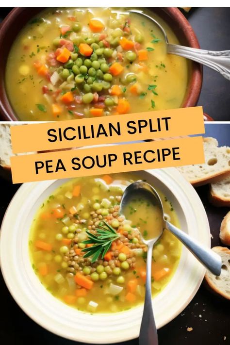 Sicilian split pea soup recipe Pea Soup Recipe, Split Pea Soup Recipe, Sweet Pork, Traditional Italian Dishes, Split Pea Soup, Classic Italian Dishes, Fall Soups, Pea Soup, Split Pea