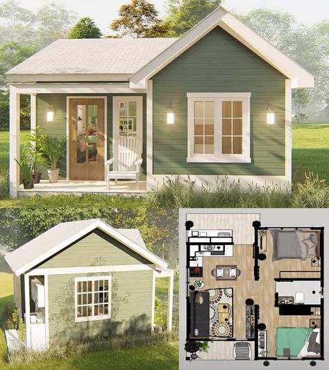 Sims 4 Tiny House Ideas Layout, Small Cute House Design, Small House 2 Bedroom Plans, Mini Home Layout, Small House Two Story, Small Cottage Sims 4 Layout, Sims 4 Starter Home Small Houses, Tiny Home Exterior Ideas, Small House The Sims 4