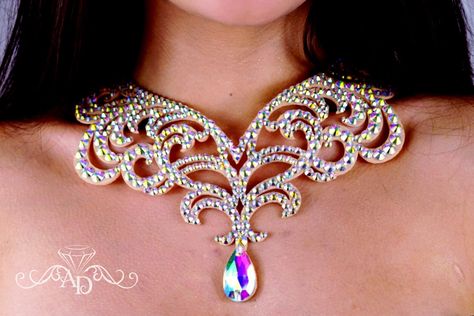 Elegant Crystal Necklace by Amalia Design Ballroom Necklace - Etsy Ukraine Ballroom Necklace, Dancer Necklace, Ballroom Jewelry, Hand Bracelets, Dance Necklace, Dance Jewelry, Applique Templates, Head Jewelry, Hand Bracelet