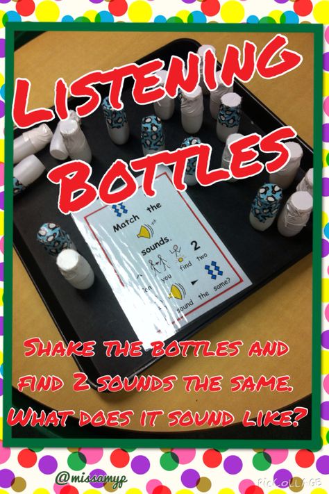 Shake the bottles, find the matching sounds. What do you think they could be? Senses Activities Ks1, Music Activities Eyfs, Music Early Years, Letters And Sounds Phase 1, Phase 1 Phonics Activities Eyfs, Phonics Phase 1, Investigation Station, Early Years Science, Eyfs Phonics