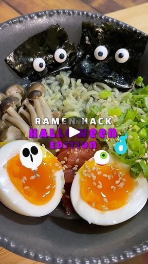 12K views · 1K reactions | Mayo Ramen Hack – Halloween Edition 🎃👻

When I spotted @heinz_uk’s new Black Garlic Mayo at @sainsburys, I knew I had to get my hands on that pitch black condiment. 🕸️💀 I mean, it’s BLACK mayo! So, I had to grab it and try a wild experiment—turning my ramen into an eerie, dark concoction with the mayo ramen hack. 🍜🖤 

METHOD
1. In a bowl, mix the egg yolk, ramen seasoning, and black mayo.
2. Cook the ramen following the instructions on the packaging in boiling water.
3. After cooking, add the ramen and ramen water to the mayo-egg mixture. Mix until it becomes creamy.
4. Top with your favorite ingredients and enjoy.

Hehe…do you like this spookily delicious ramen hack idea? 😉 | Wanting | My Homecooks & Eats | Melodrama · Spooky Fun Halloween Mayo Ramen, Ramen Seasoning, Ramen Hacks, Delicious Ramen, Garlic Mayo, Black Garlic, Pitch Black, Boiling Water, The Egg