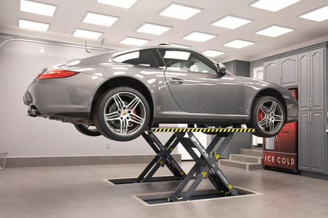 Best car lifts for home garages in 2021 - Roadshow Lake House Garage, Diy Car Ramps, Home Car Lift, Garage Car Lift, Portable Car Lift, 40ft Shipping Container, Garage Workshop Ideas, Car Showroom Design, Dream Workshop