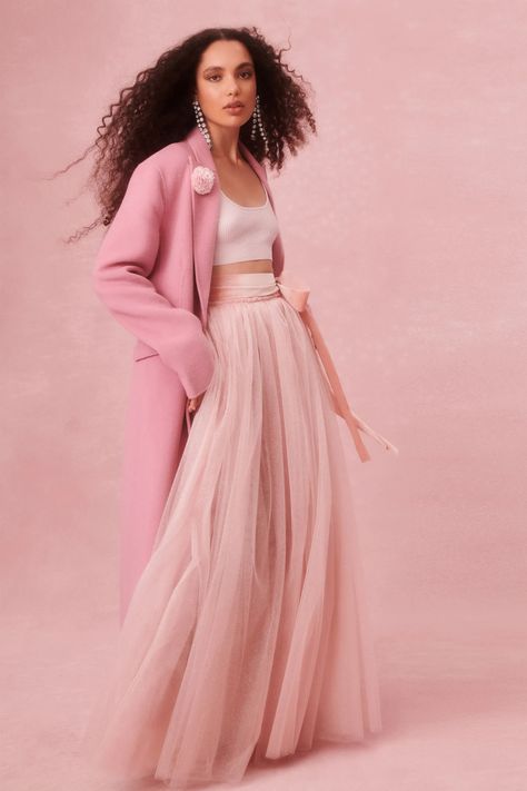 LoveShackFancy Resort 2024 Collection | Vogue Resort 2024 Collection, Pink Slip Dress, Resort 2024, Pink Strapless Dress, Ball Skirt, Tiered Skirts, Pink Skirt, Marchesa, Fashion Show Collection