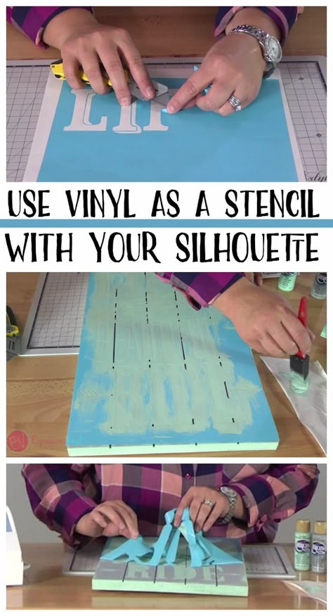 use vinyl as a stencil with your silhouette cameo Silhouette Cameo Shirt, Silhouette Cameo Projects Vinyl, Make A Stencil, Silhouette Cameo Ideas, Silhouette Cameo Crafts, Silhouette Cameo 4, Cameo Crafts, Silhouette Cameo 3, Stencil Vinyl