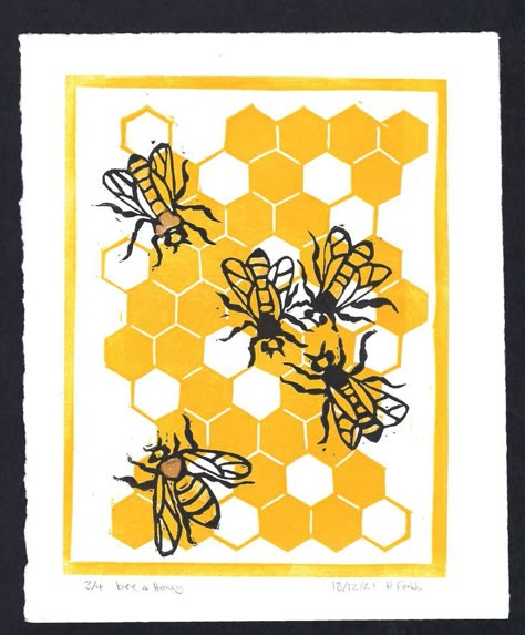 Beehive Linocut, Butterfly Lino Print, Manchester Bee, Coffee Advertising, Bees And Honey, Silkscreen Printing, Linocut Printmaking, Lino Art, Lino Cuts