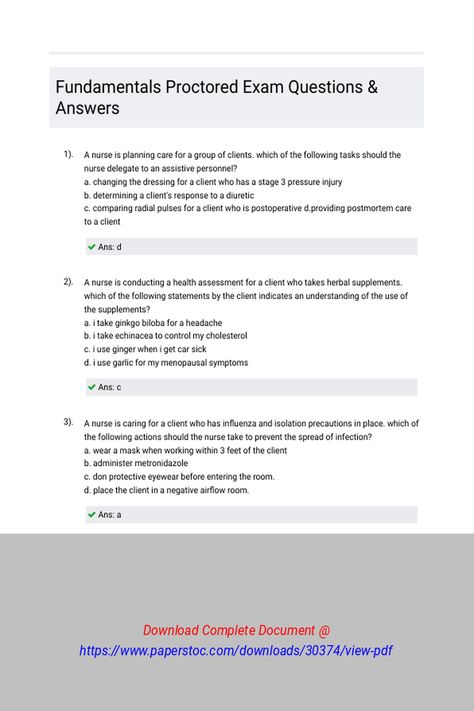 Fundamentals Proctored EXAM QA 2024 
 A nurse is planning care for a group of clients. Which of the following tasks should the nurse delegate to an assistive personnel?
a. Changing the dressing for a client who has a stage 3 pressure injury 
b. Determining a client's response to a diuretic
c. Comparing radial pulses for a client who is postoperative d.Providing postmortem care to a clientA nurse is conducting a health assessm Plab Exam Study Tips, Class 11 Study Tips Pcm, Ras Exam Preparation, Aswb Clinical Exam Test Prep, Bsc Nursing Entrance Exam Questions, Charge Nurse, Student Hacks, Long Term Care, Assessment