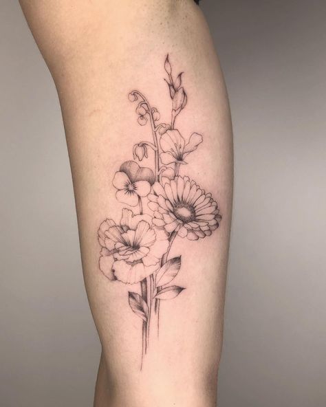 Tree Branch Tattoo, Small Girly Tattoos, Food Tattoos, Branch Tattoo, Bouquet Tattoo, Beautiful Flower Tattoos, Tasteful Tattoos, Botanical Tattoo, Girly Tattoos