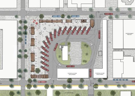 Plan layout of the new interchange (c/ CCDU) Parking Plan, Bus Stop Design, Terminal Bus, Parking Building, Building Design Plan, Loading Dock, Plan Layout, Parking Area, Airport Design