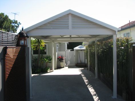 Free Standing Garage, Gable Carport, Free Standing Carport, Building A Carport, Carport Ideas, Argyle Street, Roller Door, Small Bungalow, Carport Garage