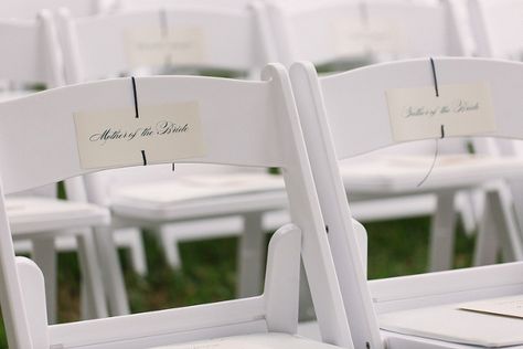 Wedding Seats Reserved, Reserved For Mother Of The Bride, Reserved Seating Wedding, Courtyard Ceremony, Wedding Chairs Diy, Navy Blue Color Palette, Reserved Wedding Signs, Wedding Ceremony Chairs, Wedding Diys