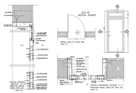 this is the detail drawing of doors internal part with wall section elevations of door, some texting details and other more details related to wooden door. download this drawing and use in project. Door Section Detail Drawing, Door Detail Drawing Architecture, Door Section Detail, Door Detail Drawing, Steel Door Detail, Architect Data, Details Drawing, Wall Section, Door And Window Design