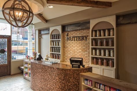 The Nuttery by ImageCoDesign, New York City » Retail Design Blog Nut Store, Fruit Store, Ideas Negocios, Hotel Floor Plan, Grocery Store Design, Specialty Drinks, Hotel Floor, Peanut Recipes, Meat Shop