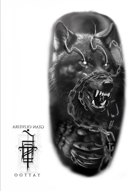 Cover Up Tattoos Wolf, Scary Animal Tattoo, Fenris Wolf, Fenris Tattoo, Werewolf Tattoo, Fenrir Tattoo, Animal Sleeve Tattoo, Egyptian Tattoo Sleeve, Wolf Tattoo Sleeve