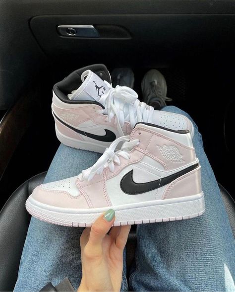 Air Force 1 High Tops Outfit, Air Force 1 High Tops, High Tops Outfit, Pink Jordans, Womens High Top Shoes, Jordan Shoes Retro, Shoes Retro, Bling Shoes, Cute Nike Shoes