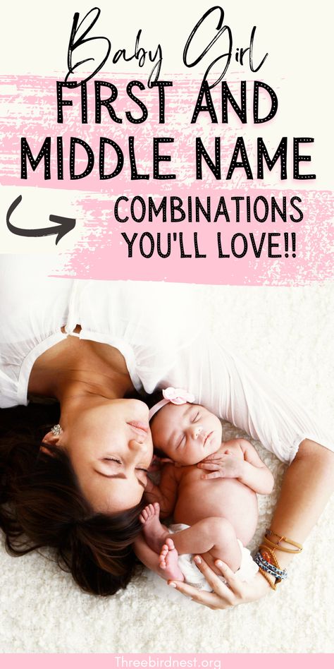 Cute first and middle baby girl names that you'll love. The cutest combo list on the internet! baby girl names, girl names, baby names list Baby Names First And Middle, Most Unique Baby Names, Baby Middle Names, Rhyming Names, First And Middle Names, Rare Baby Girl Names, List Of Girls Names