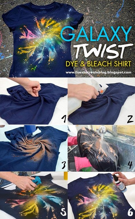 Galaxy Tie Dye, Bleach Shirt Diy, Tie Dye Tutorial, Tie Dye Shirts Patterns, Diy Tie Dye Techniques, Diy Tie Dye Designs, Tie Dye Patterns Diy, Diy Tie Dye Shirts, Tie Dye Party