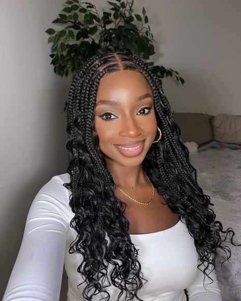 Goddess Box Braids Crochet Hair 14 Inch Bohemian Box Braids Crochet Hair with Curly Ends Boho 3X Synthetic Crochet Braiding Hair for Women (8 pack, 1b#) Medium Length Box Braids, Box Braids Medium, Boho Box Braids, Braids Medium, Braids Boho, Box Braid Wig, Boho Braids, Braids Wig, Real Human Hair