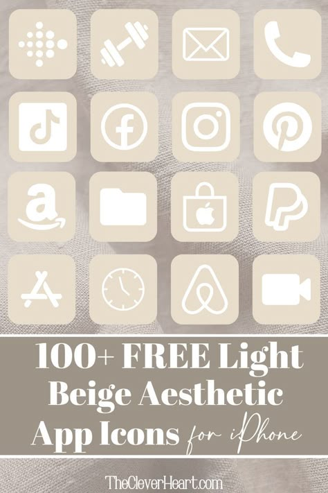 beige app icons Light Beige Aesthetic, Beige Aesthetic App Icons, Vintage App Icons, Beige App Icons, All Apps Icon, App Icons For Iphone, Vintage App, Icons For Iphone, Aesthetic App Icons