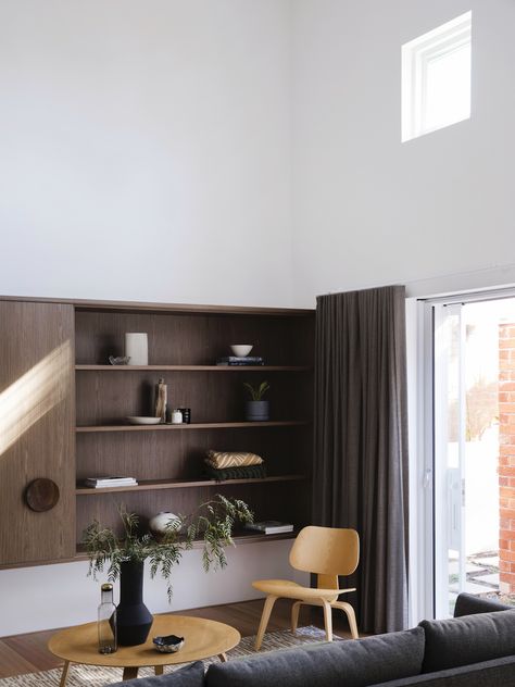 Minimalist Bookshelf Styling, Lcw Chair, Black Glass Dining Table, Styling A Bookcase, Minimalist Bookshelves, Small Lounge Chairs, Instagram Number, Small Lounge, Plywood Chair