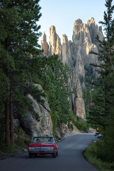 Originally deemed impossible to build, intrepid South Dakotans blasted this Needles Highway into existence using over 150,000 pounds of dynamite.⁠ ⁠ What exists today is a unique way to see the impressive Cathedral Spires on a road that will make you reconsider whether asphalt can be art. 😍⁠ Have you ever driven on Needles Highway?⁠ ⁠ Needles Highway, Have You Ever, Road Trip, Road, Canning, Building, Art