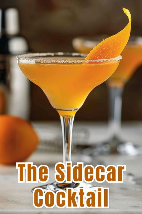 Enjoy the classic and sophisticated Sidecar, a timeless cocktail favorite. Click to find out how to make this elegant drink! Sidecar Cocktail, Amazing Cocktails, Most Popular Cocktails, Orange Liqueur, Liqueurs Recipes, Popular Cocktails, Party Shots, Gin Drinks, Easy Cocktail