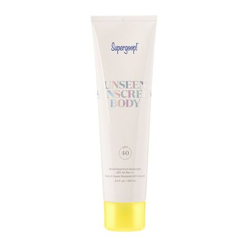 Supergoop! Unseen Sunscreen Body Spf 40 3.4oz Velvety And Smooth Suitable For Normal, Combination, Dry, Oily Or Sensitive Skin. Dispense Unseen Sunscreen Body Into Your Palm Or Directly Onto Your Body, Apply Generously And Evenly Across All Visible Skin, Allow 30 Seconds For Product To Absorb Active Ingredients: Avobenzone 3%, Homosalate 9%, Octisalate 5%, Octocrylene 10% Inactive Ingredients: Isododecane, Dimethicone, Caprylyl Methicone, Dimethicone/Bis-Isobutyl Ppg-20 Crosspolymer, Caprylic/Ca Unseen Sunscreen, Best Sunscreens, Olive Fruit, Olive Leaf, Skin Care Women, Active Ingredient, Sunscreen, Sensitive Skin, How To Apply