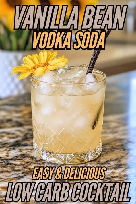 Finding a simple yet flavorful low carb alcoholic drink that’s perfect for any occasion can feel like a tall order. This Vanilla Bean Vodka Soda is an elegant and easy vodka cocktail recipe that’s light, refreshing, and completely guilt-free, making it a must-try. Save this pin now to keep this versatile low carb cocktail recipe handy and explore even more delicious drinks that fit your lifestyle! Drinks With Vanilla Vodka, Ww Cocktails, Low Calorie Vodka Drinks, Flavored Vodka Cocktails, Low Cal Alcoholic Drinks, Vodka Soda Drinks, Vanilla Vodka Cocktails, Light Alcoholic Drinks, Vanilla Vodka Drinks