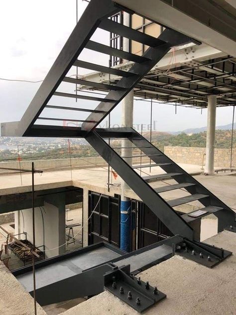 Steel Staircase Design, Stairs Steel, Steel Stairs Design, Stair Design Architecture, درج السلم, Industrial Stairs, Staircase Interior Design, Staircase Outdoor, Staircase Design Modern