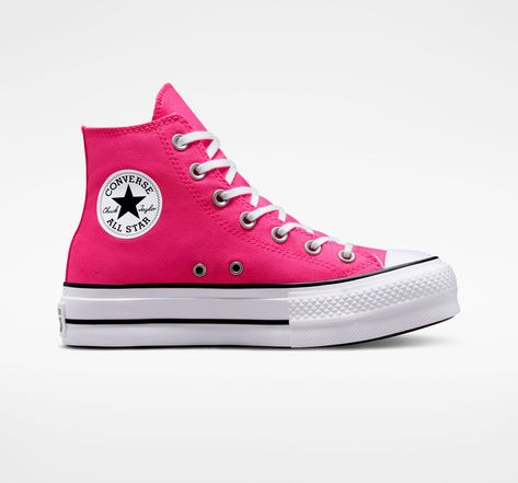 Platform Chucks, Womens High Top Shoes, Cute Converse, Pink High Tops, Chuck Taylor All Star Lift, Trendy Shoes Sneakers, High Top Shoe, Preppy Shoes, Pink Converse