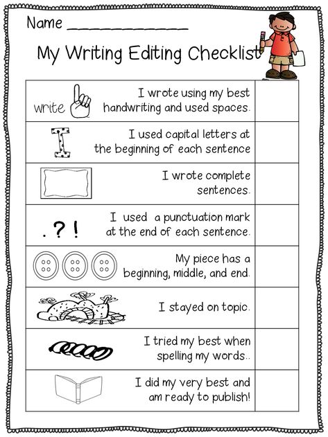 Journal Checklist, Student Checklist, Writing Complete Sentences, Informative Writing, Editing Checklist, 2nd Grade Writing, Primary Ideas, First Grade Writing, Book Editing