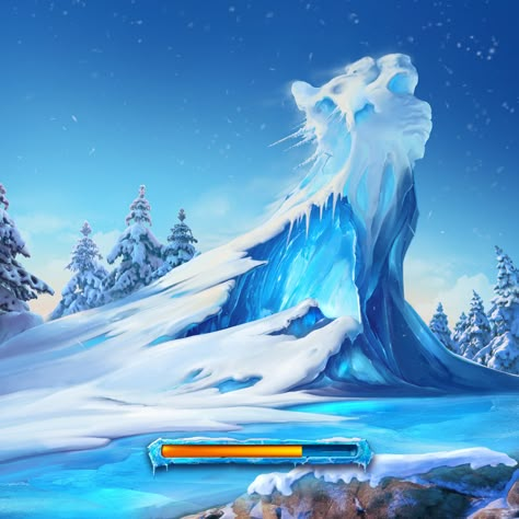 Robot Animal, Ice Cave, World Water, Snowy Mountain, Landscape Concept, Photoshop Painting, Scenic Photography, Game Illustration, Game Background