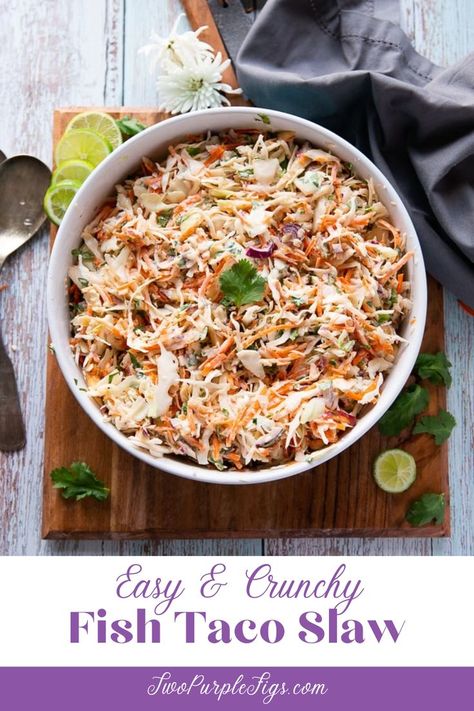 Fish Taco Slaw in a bowl. Gourmet Sandwich Recipes, Fish Taco Slaw, Tacos Gluten Free, Gourmet Sandwiches Recipes, Taco Slaw, Hummus Bowls, Slaw For Fish Tacos, Easy Meals For Families, Meals For Families