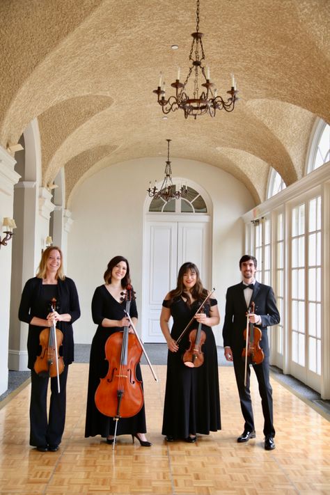 String quartet at the Wadsworth Mansion in Middletown, CT Wedding String Quartet, String Quartet Wedding, Bridgerton Wedding, Paris Theme Wedding, Classical Wedding, Wedding Musicians, Live Songs, Concert Stage, Connecticut Wedding