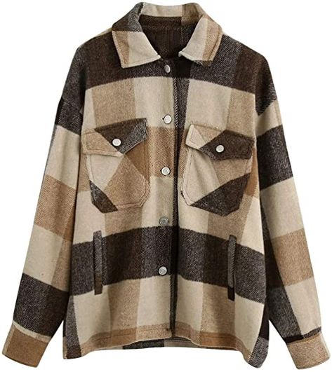 Plaid Winter Jacket, Casual Plaid Shirt, Plaid Jacket Women, Mode Mantel, Autumn Outwear, Checkered Blouse, Plaid Shirt Women, Outwear Fashion, Long Coat Jacket