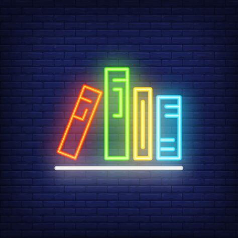 Books on shelf neon sign. various colorf... | Free Vector #Freepik #freevector #banner #school #book #icon Books On Shelf, Books Icon, Banner School, Neon Rouge, Book Icon, Neon Wall Art, Neon Words, Neon Style, Library Art