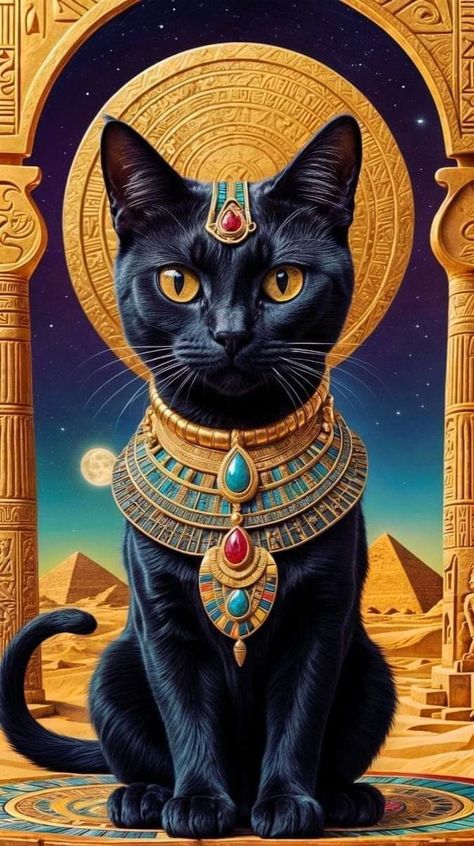 Egyptian Cat Art, Egyptian Tattoo Ideas, Egyptian Animals, Bastet Goddess, Egypt Cat, Holy Spirit Tattoo, Egyptian Drawings, Egyptian Cat Goddess, Goddess Of Fertility