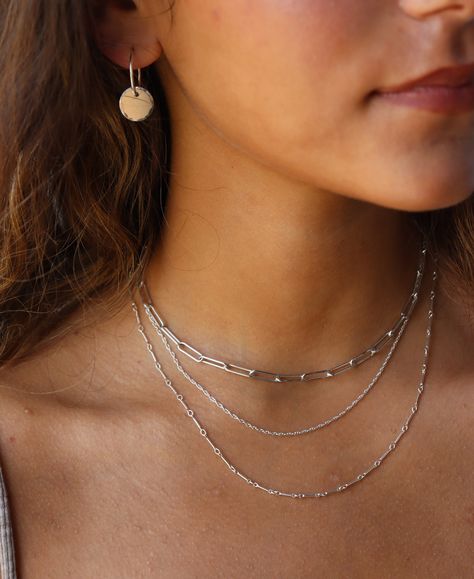 our secret talent: layering the cutest necklace stacks ✨⭐️🌞 life hack - grab a 14”, 16”, and 18” chain to make layering simple! or grab a double chain like our Equinox Necklace that does the layering for you 👏 #tokenjewelry #necklacestack #jewelry #chain Necklace Stacks, Our Secret, Jewelry Chain, Life Hack, Double Chain, Cute Necklace, The Cutest, Layering, Chain