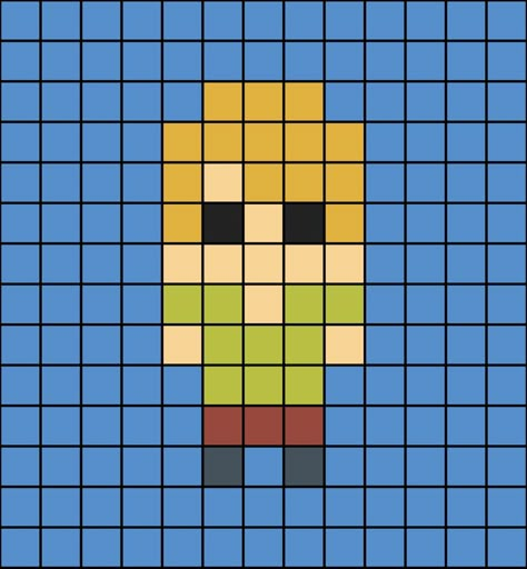 A small pixel art template of Shaggy Rogers from the cartoon Scooby-Doo. Tiny Pixel Art Templates, Scooby Doo Pixel Art, Pixel Art Small Easy, Cute Small Pixel Art, Small Pixel Art Ideas, Small Pixel Art, Pixel Beads, Fuse Bead Patterns, Easy Pixel Art