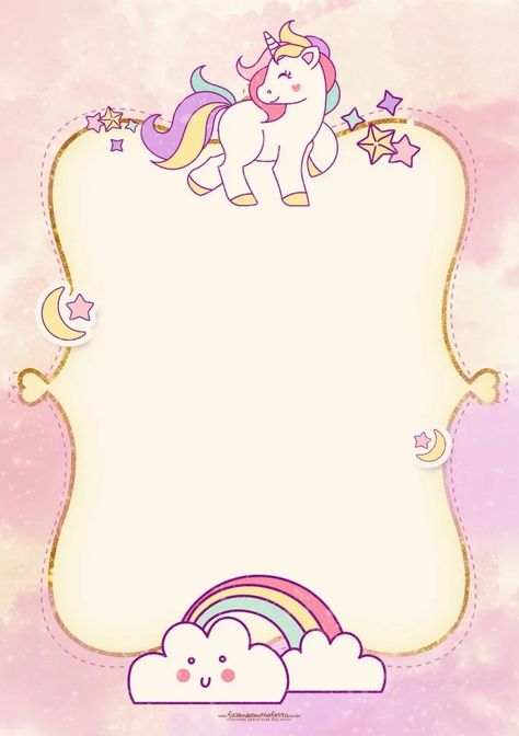 FREE Printable Golden Unicorn Birthday Invitation Template | Download Hundreds FREE PRINTABLE Birthday Invitation Templates Mickey Mouse Invitation, Unicorn And Rainbow, Baby Shower Invitations Design, Unicorn Birthday Invitations, Unicorn Invitations, Free Printable Invitations, Unicorn Wallpaper, Free Invitation Templates, Unicorn Theme