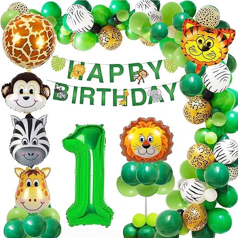 #1st #1stbirthday #birthdaygiftideas #firstbirthdayideas #1yearold #balloons #firstbirthday #firstbirthdayballoons #junglesafari #jungle #safari #monkey 1st Birthday Decorations Boy, Safari Party Decorations, Jungle Balloons, Baby Shower Balloon Decorations, Jungle Party Decorations, Jungle Safari Birthday, Garland Birthday, Boy Birthday Decorations, Balloon Garland Diy