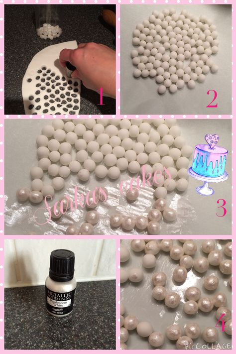 How to make home made gum paste perls Make A Cake, Fondant Tutorial, Gum Paste Flowers, Fondant Decorations, Fondant Flowers, Fondant Figures, Sugar Craft, Cake Icing, Cake Decorating Tutorials