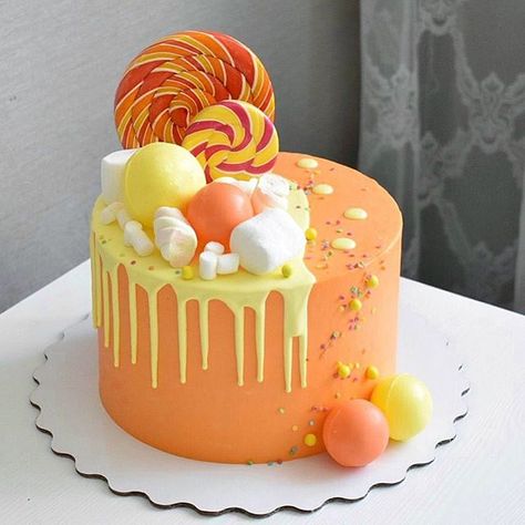 Orange And Green Cake, Orange Cake Design, Orange Color Cake, Orange Cake Decoration, Chocolate Birthday Cake Decoration, Orange Birthday Cake, Baby Shower Cake Designs, Cake Designs For Boy, Cake Designs For Kids