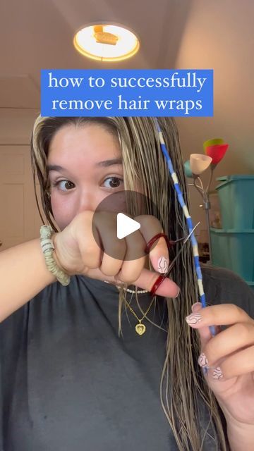 dani on Instagram: "after the hair wrap tutorial, here’s the highly requested hair wrap removal tutorial! ✂️🎀‼️ hair wraps are a great fun style for all hair types, and this removal is so quick and easy! hope this helps☺️  #summer #summervibes #summerhair #summeraesthetic #hair #hairstyle #hairstylist #hairstyles #hairtutorial #hairtransformation #hairwrap #hairwraps #hairwrapping #hairgoals #hairfashion #hairvideos #bucketlist #summerbucketlist #pinterestsummer #hairwraptutorial #hairwrapremoval" How To Remove Hair Wraps, How To Wrap Your Hair, Hairwrap Hairstyles Natural Hair, How To Make A Hair Wrap, How To Do A Hair Wrap, Hair Wrap Patterns, Hair Wrap Ideas, Hair Wrap Tutorial, Wrap Tutorial